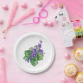 水彩紫紫の花フローラアート ペーパープレート (パーティー)