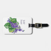 水彩紫紫色の庭園花 ラゲッジタグ (正面横)