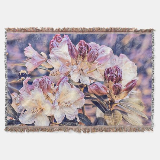 水彩紫絵画のあせ花 スローブランケット (正面)