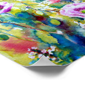 水彩紫絵画のケシ ポスター (角)