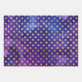 水彩紫色および金ゴールドインクファンタジーパターン ラッピングペーパーシート (正面2)