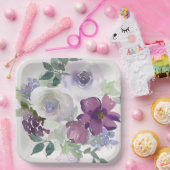 水彩紫色とラベンダーの花 ペーパープレート (パーティー)