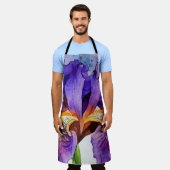 水彩紫色のアイリス エプロン (着用した状態)