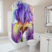 水彩紫色のアイリス シャワーカーテン (インサイチュ)