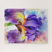 水彩紫色のアイリス ジグソーパズル (横)