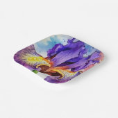 水彩紫色のアイリス ペーパープレート (傾斜あり)