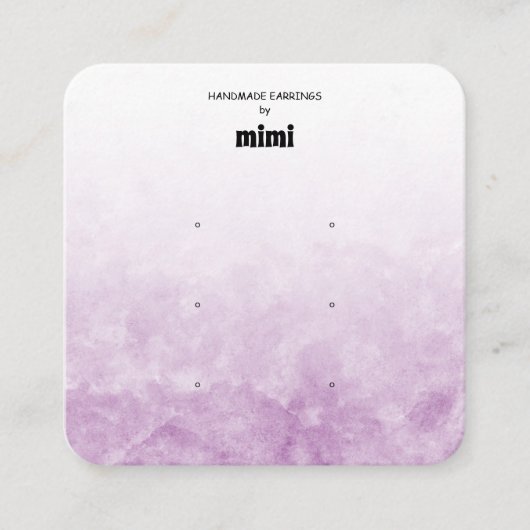 水彩紫色のイヤリングディスプレイカード スクエア名刺 (正面)
