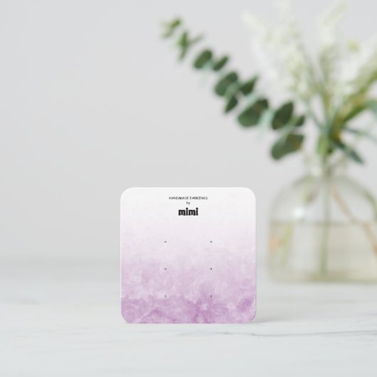 水彩紫色のイヤリングディスプレイカード スクエア名刺 (スタンド正面)