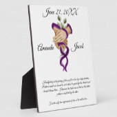 水彩紫色のハンドスティングアート結婚の形見 フォトプラーク (側面)