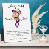 水彩紫色のハンドスティングアート結婚の形見 フォトプラーク (側面)