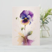 水彩紫色のパンジー シーズンカード (スタンド正面)