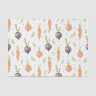 水彩紫色のビートとオレンジ色のニンジン 薄葉紙