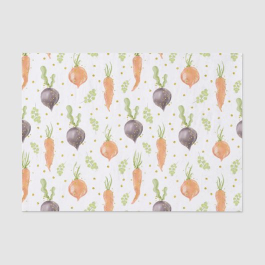 水彩紫色のビートとオレンジ色のニンジン 薄葉紙 (正面)