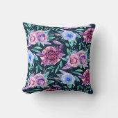 水彩紫色のピンクのフローラガーデンパターン クッション (正面)