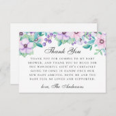 水彩紫色のピンクのフローラガーデン赤ちゃんシャワー サンキューカード (正面/裏面)