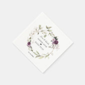 水彩紫色のピンクの花葉のの結婚数 スタンダードカクテルナプキン (角)