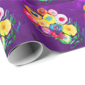 水彩紫色のフローラの花 ラッピングペーパー (ロールコーナー)