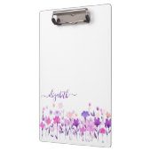 水彩紫色のフローラクリップボード クリップボード (左)