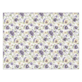 水彩紫色のフローラルパターン テーブルクロス (正面(横))