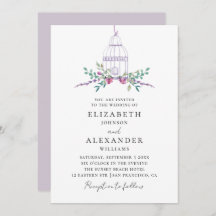 水彩紫色のフローラヴィンテージ結婚鳥籠