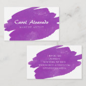 水彩紫色のブラシストローク名刺 名刺 (正面/裏面)