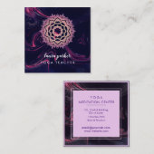 水彩紫色のマンダラメディテーションよが防法 スクエア名刺 (正面/裏面)