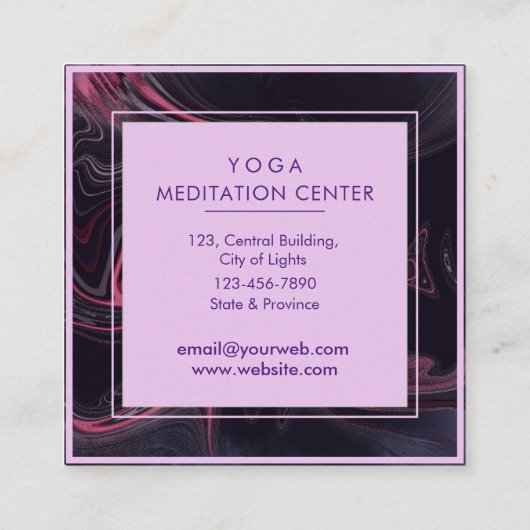 水彩紫色のマンダラメディテーションよが防法 スクエア名刺 (裏面)