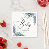 水彩紫色のラベンダーフローラのベビーシャワー スタンダードカクテルナプキン (インサイチュ)