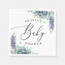 水彩紫色のラベンダーフローラのベビーシャワー