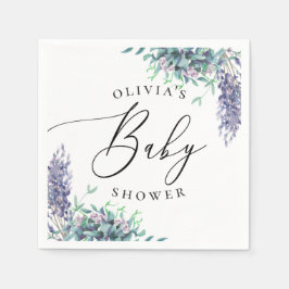 水彩紫色のラベンダーフローラのベビーシャワー スタンダードカクテルナプキン