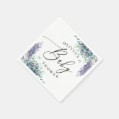 水彩紫色のラベンダーフローラのベビーシャワー スタンダードカクテルナプキン (角)