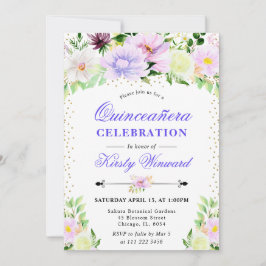 水彩紫色の夏の花キンセアニェラ 招待状