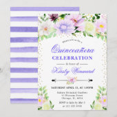 水彩紫色の夏の花キンセアニェラ 招待状 (正面/裏面)