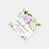 水彩紫色の夏の花ベビーシャワー スタンダードカクテルナプキン (角)