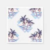 水彩紫色の幾何学的なヤシの木のパターン スタンダードカクテルナプキン (正面)