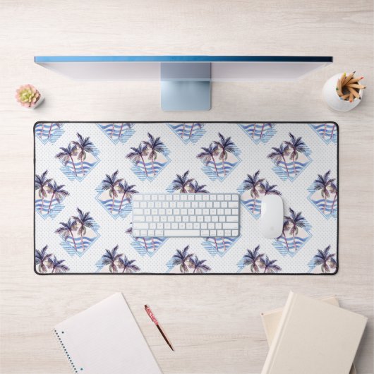 水彩紫色の幾何学的なヤシの木のパターン デスクマット (オフィス1)