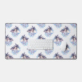 水彩紫色の幾何学的なヤシの木のパターン デスクマット (キーボード&マウス)