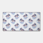 水彩紫色の幾何学的なヤシの木のパターン デスクマット (正面)