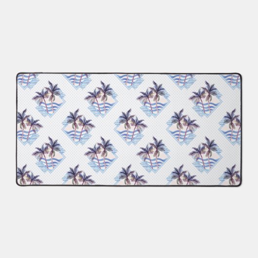 水彩紫色の幾何学的なヤシの木のパターン デスクマット (正面)