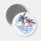 水彩紫色の幾何学的なヤシの木のパターン マグネット (正面/裏面)