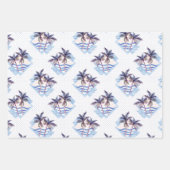 水彩紫色の幾何学的なヤシの木のパターン ラッピングペーパーシート (正面)