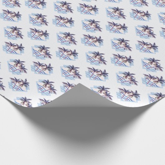 水彩紫色の幾何学的なヤシの木のパターン ラッピングペーパー (角)