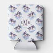 水彩紫色の幾何学的なヤシの木のパターン 缶クーラー (裏面)