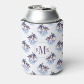 水彩紫色の幾何学的なヤシの木のパターン 缶クーラー (缶裏面)