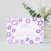 水彩紫色の星ダビデバーバルミツワー 出欠カード (スタンド正面)