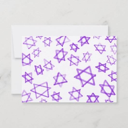 水彩紫色の星ダビデバーバルミツワー 出欠カード (裏面)