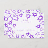 水彩紫色の星ダビデバーバルミツワー 出欠カード (正面/裏面)