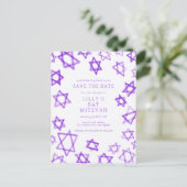 水彩紫色の星ダビデバーバルミツワー 案内ポストカード (スタンド正面)