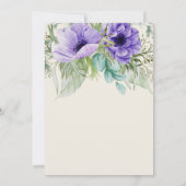 水彩紫色の植物結婚式の日付を保存 セーブザデート (裏面)