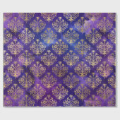 水彩紫色の模様(金ゴールドダマスク付) ラッピングペーパー (フラット)